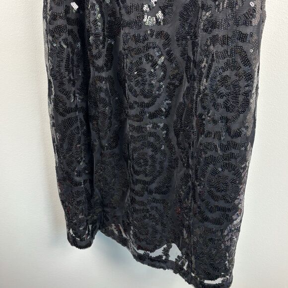 NWT Calvin Klein Mid-length Sequin Sheath Black Dress Sz 10 Cocktail Wedding - Picture 7 of 10